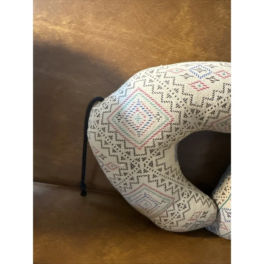 Elephant Neck Pillow handmade, Tan, Red, And Purples
